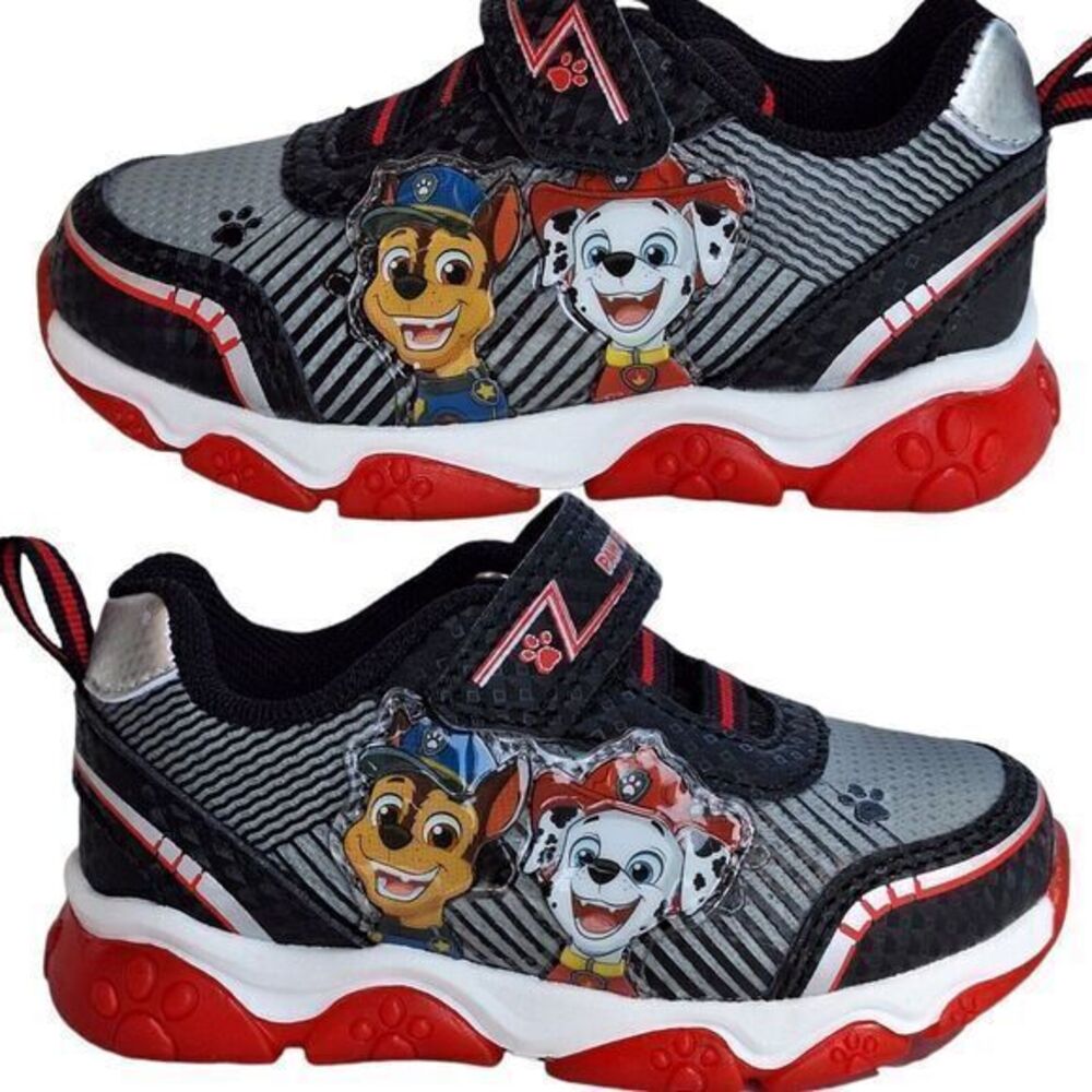 Paw Patrol Toddler Boys Light up Sneakers Size 6‎ Red Slip on Lightweight Shoes
